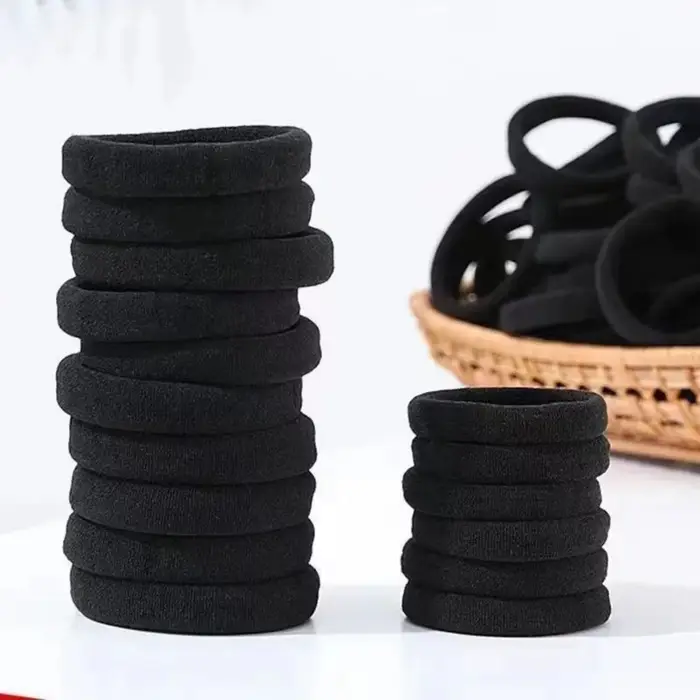 10-100 ks čierna vysoko elastická čelenka uterák 4CM bezšvová vlasová gumička kožená
