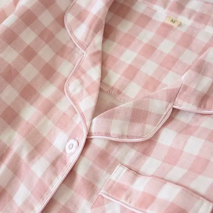 Pyjama féminin en coton 100%, style japonais, doublure en gaze double, col rabattu, manches longues, pour femmes, nuits printanières et occasions spéciales