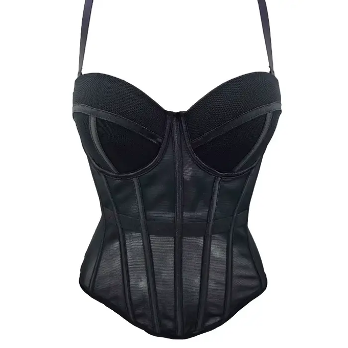 Taille Sexy maille transparente dame Bustier élégant façonnage femmes Corset filles mince tenue de s