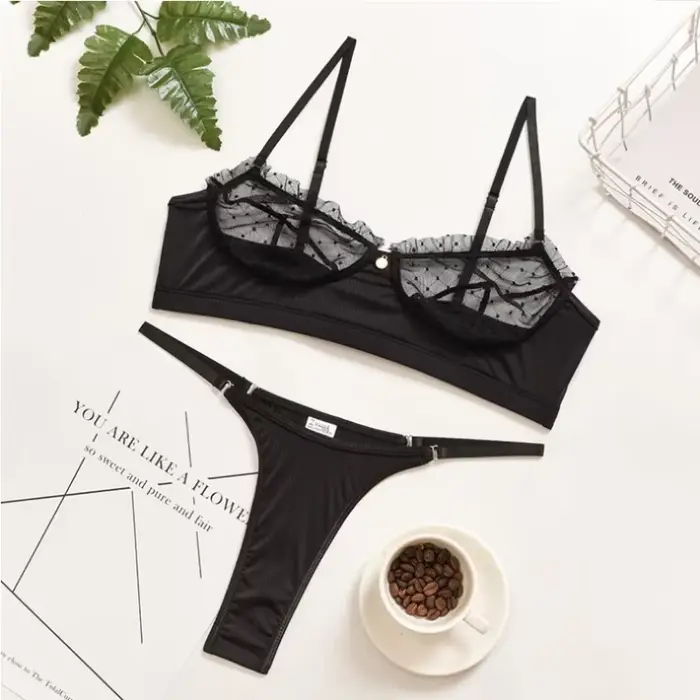 Sexy čipka spodná bielizeň set s push-up podprsenky a nohavičky pre ženy, tri štvrtiny, nastaviteľné, bezdrôtové, pre špeciálne príležitosti