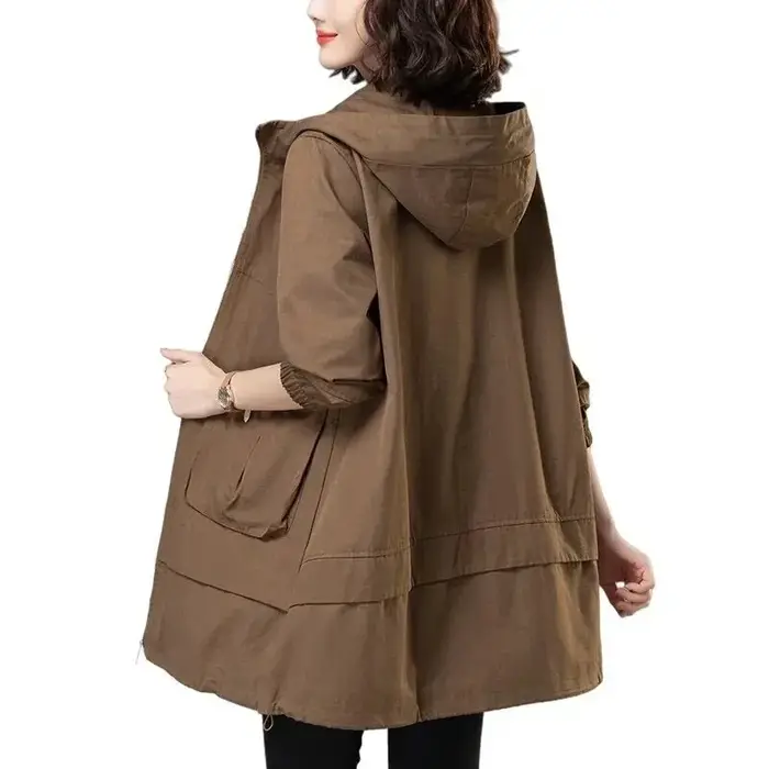 Manteau à capuche semi-long pour femme, coupe-vent féminin, manteau à manches longues, nouveau, été,