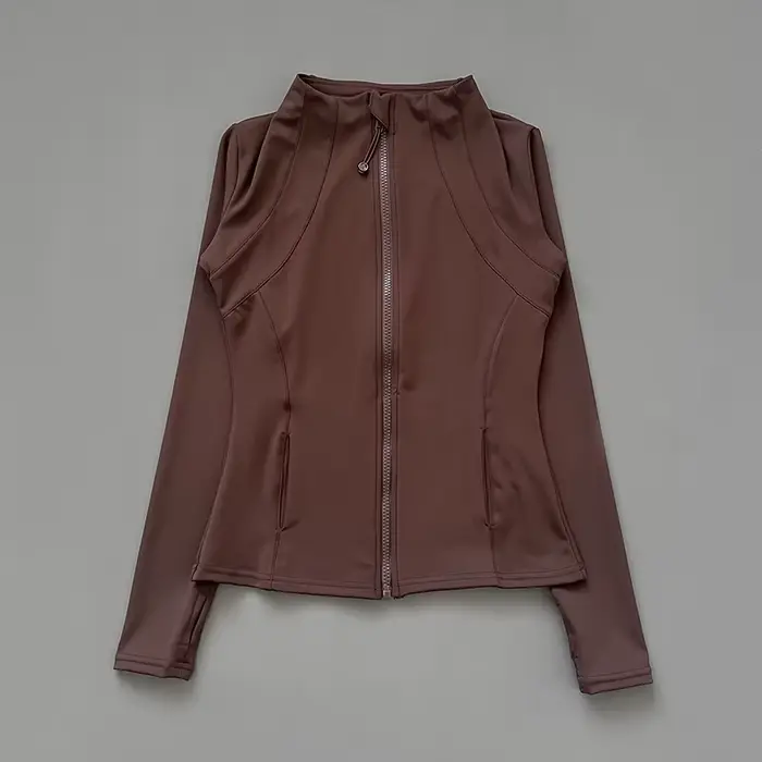 Veste de Fitness à col montant pour femmes, séchage rapide, coupe ajustée, fermeture éclair, vêtemen