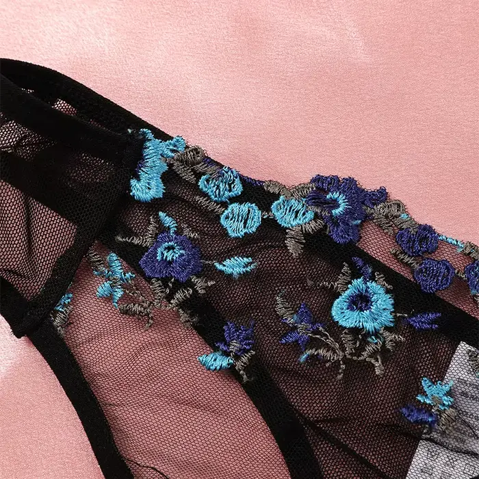 Ensemble de lingerie en dentelle transparente brodée pour femmes, sexy, avec soutien-gorge push-up et culottes dégradées, élégant et confortable pour toutes les occasions spéciales
