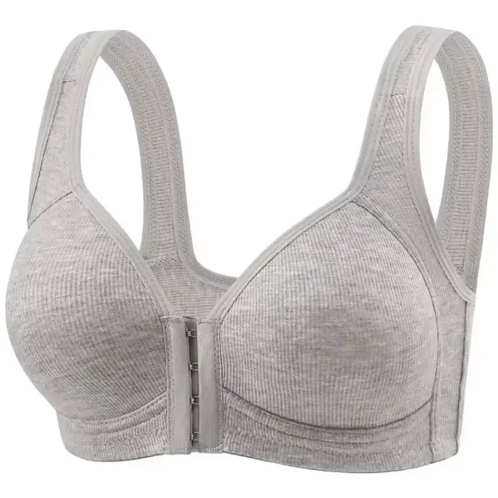 Soutien-gorge pour femmes, fermeture frontale sans fil, couleur unie, couverture complète, bonnets f