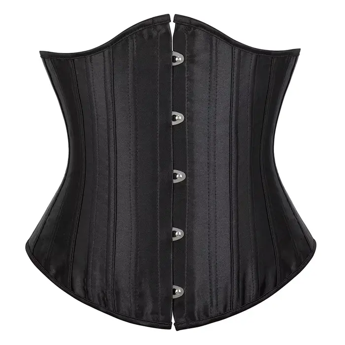 Corset sous le buste noir satiné, 26 ceintures désossées en acier en spirale, cintré à la taille, am