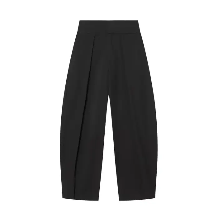 Pantalon large pour femme, style rétro, couleur foncée, plissé, taille haute, décontracté, pour le t