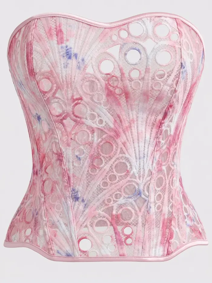 Corset en dentelle imprimé floral pour femme, style gothique, rose, élégant, avec effet ventre plat,