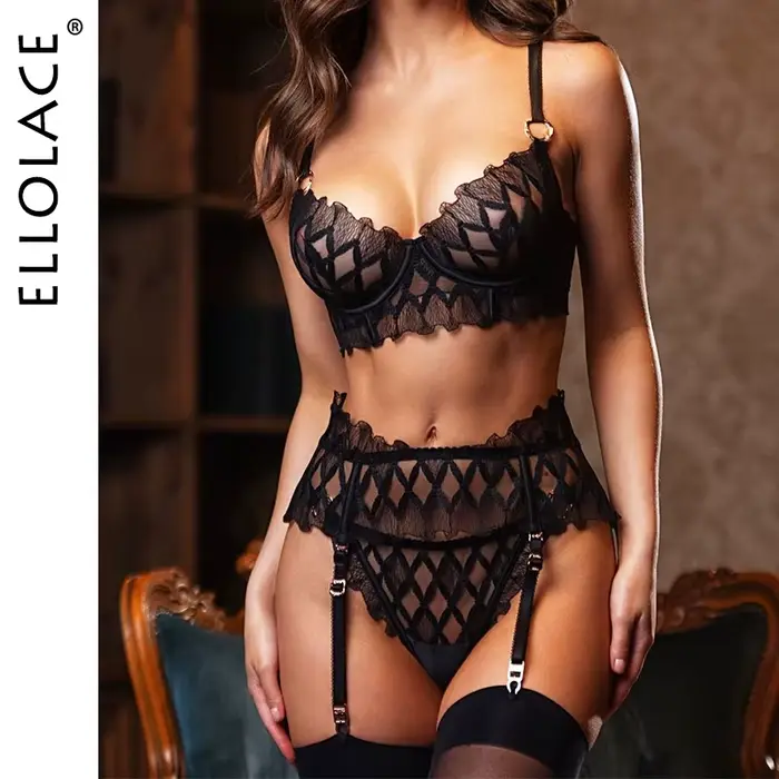 Ellolace Sexy žena Spodná bielizeň jemné spodné prádlo Ultra Sexy elegantné atraktívne hrudné popruhy luxusné čipky tučné dámy konfigurácia