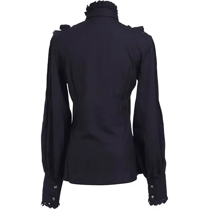 Chemisier Élégant Gothique pour Femme, Nouvelle Collection Printemps 2026, Col Montant à Volants, Bo
