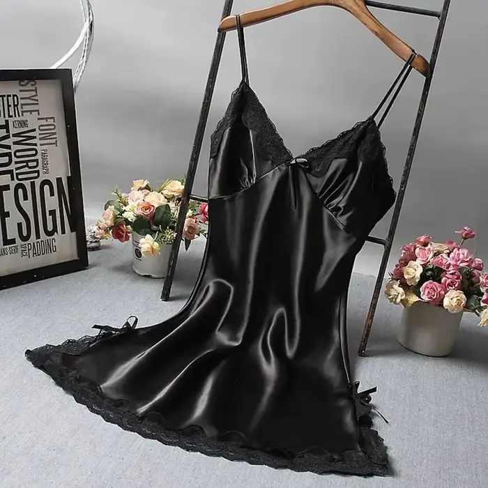 Sexy čipkovaná patchworková camisola lingerie nočná košeľa svadobné šaty z hodvábu nočné oblečenie