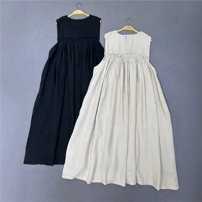 Johnature décontracté sans manches nouveau Style robe pour les femmes été décontracté ample Simple t
