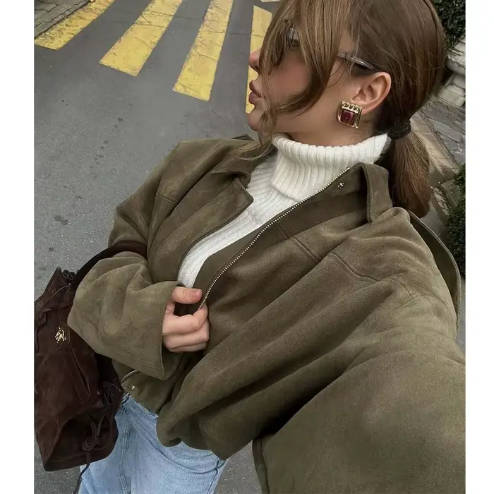 MUJER 2025 Dámska semišová bomber bunda