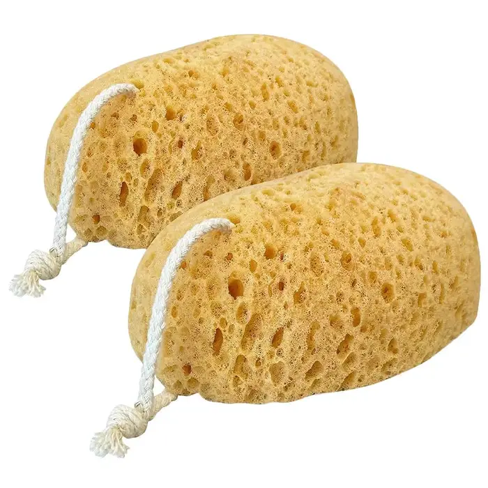 Sada 2 penových telových sprchových špongií, exfoliácia loofah, africká sieť, dámska umývacia kefa, mäkká a upokojujúca