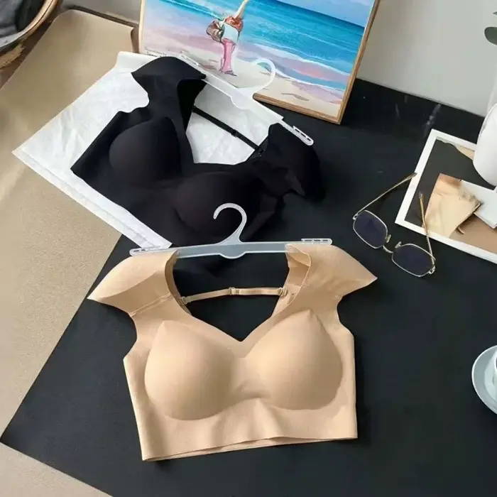 Rovná šikmá ramenná podprsenka, v-neck, bezšvíková, neviditeľná, ramenná podložka, vesta, viazanie na hrudník, Bustier, bezdrôtové, dievčenské modelovacie oblečenie