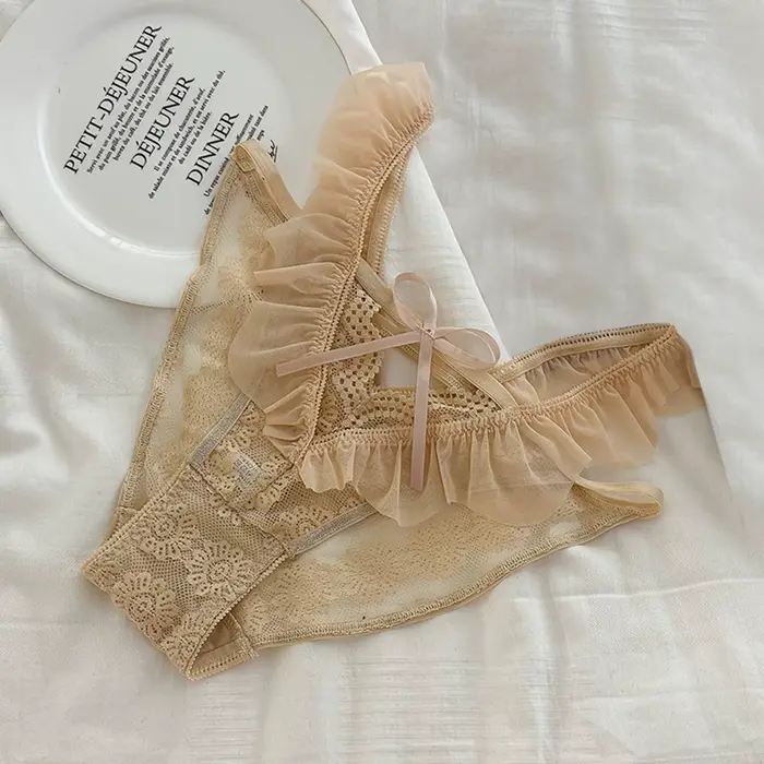 Sexy čipka spodná bielizeň pre ženy nohavice trojuholník rozcuchané okraj bez žiary čistá túžba pre špeciálne príležitosti