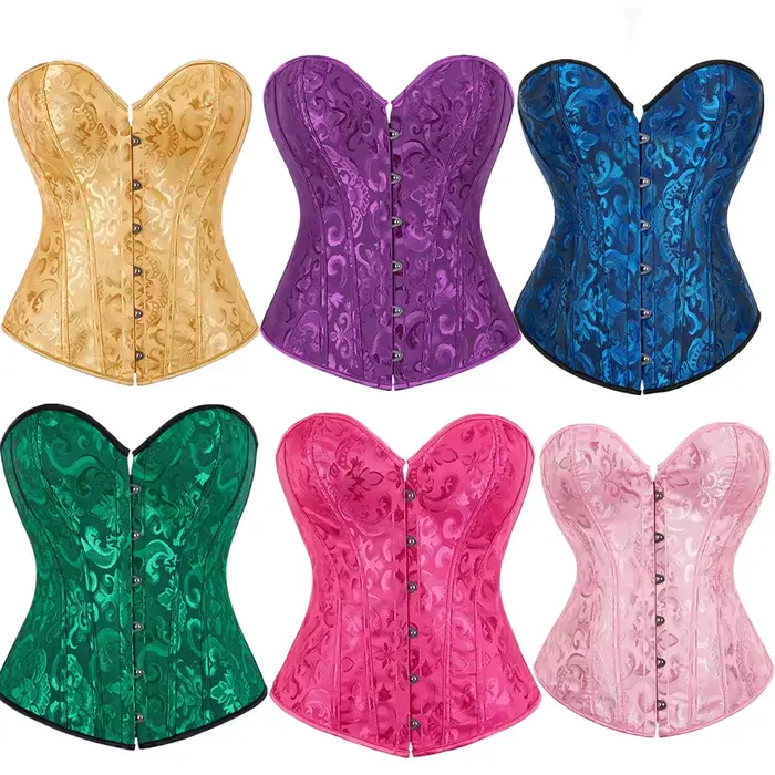 Jacquard Vintage vysoký korzet Dámske gotické Bustier čipka-up Shapewear zoštíhľujúci pás tvarovanie Korset