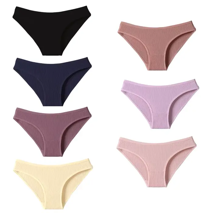 7 pièces culottes pour femmes slips rayés pour femmes taille basse respirant coton femme sous-vêteme