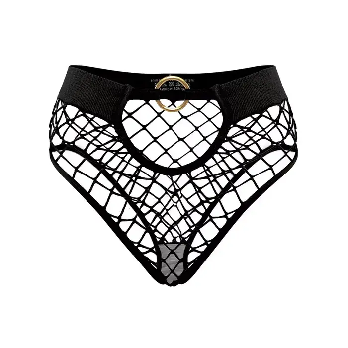 Nouveau Style maille Sexy femmes culottes couleur unie taille mi haute résille Lingerie dames évider