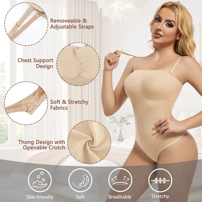 Dámske body na spevnenie brucha Shapewear bez rukávov bez ramienok s holým chrbtom ležérne tielko tangá