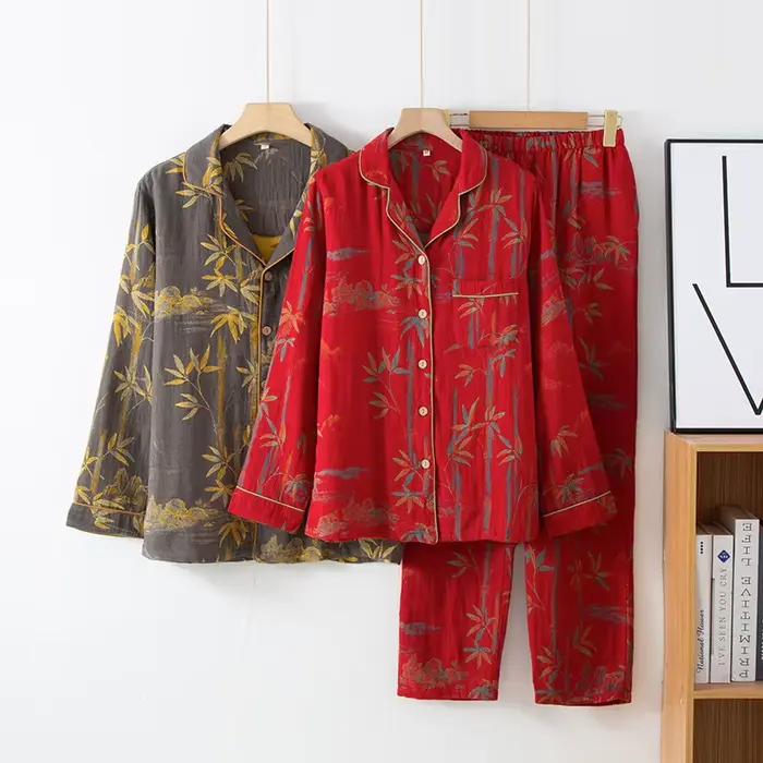 Pyjama féminin en coton doux style basique deux-pièces pour nuits de printemps et soirées tranquilles occasions spéciales