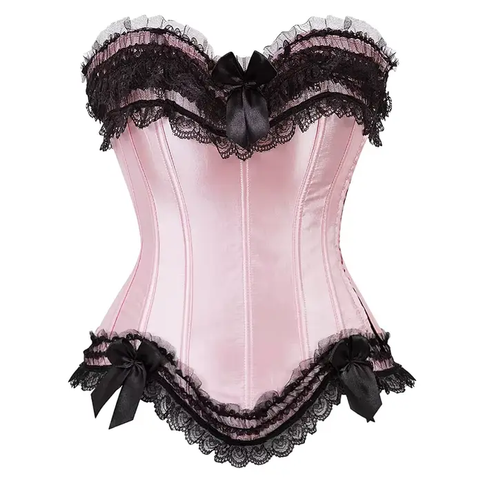 Corset bustier en satin pour femme, costume burlesque, corset princesse, haut à lacets, couleur blanche, rose, noire, violette, grande taille, occassions spéciales, mariage, bal de promo, boîte de nuit
