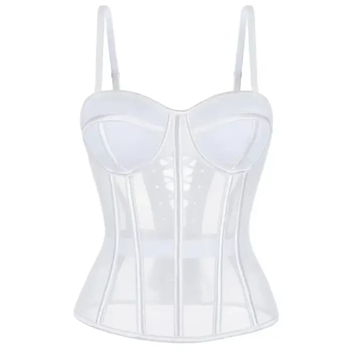 Korzet overbust s podprsenkou Korset žena bez ramienok top mesh ženy Spodná bielizeň čierna biela Spodná bielizeň Sexy