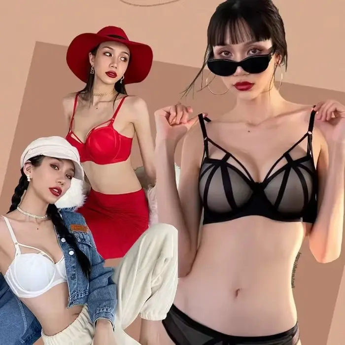 Sexy spodná bielizeň pre ženy, malé prsia sa zhromaždili na zatvorenie páru prsníkov, horná podprsenka, čipka podprsenka Anti-zvädnutie s oceľovým krúžkom