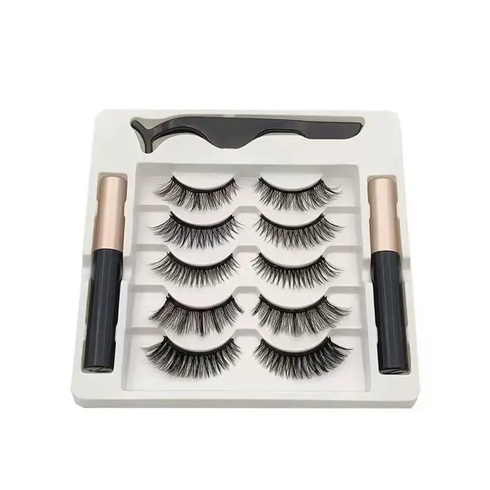 5 párov 5 magnetických rias Eyeliner pinzeta sada 3D prírodné umelé norkové riasy falošné