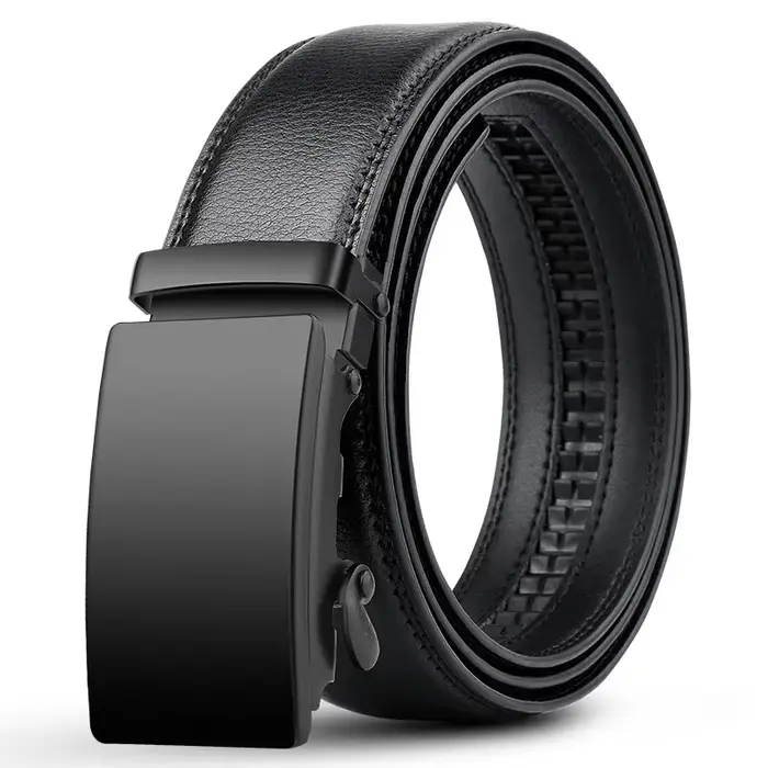 Ceinture automatique en cuir PU pour hommes, célèbre marque, affaires, sangles de taille, noir, jean
