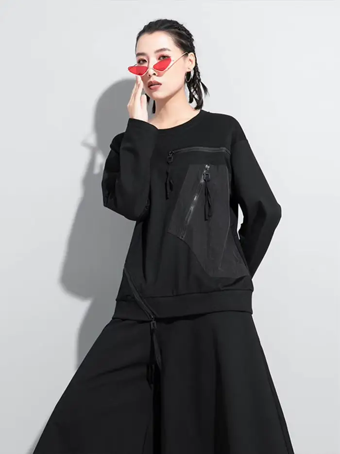 Amax luluE Designer européen femmes mode noir t-shirts dames lâche Punk t-shirts femmes décontracté 