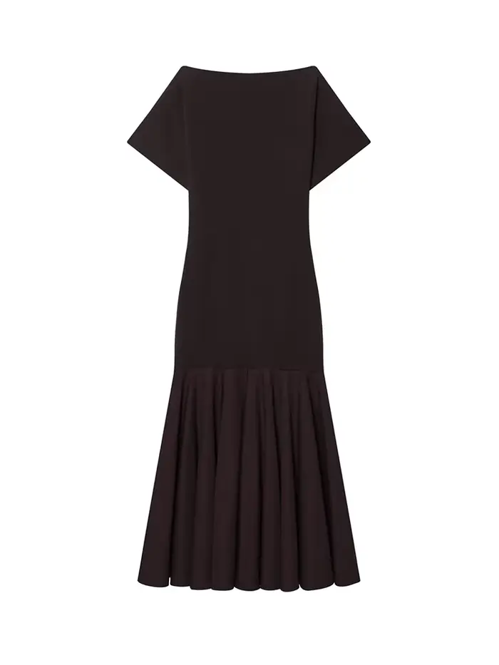 HH 2026 Robe midi plissée unie pour femme, mode été, avec fermeture éclair latérale, manches courtes
