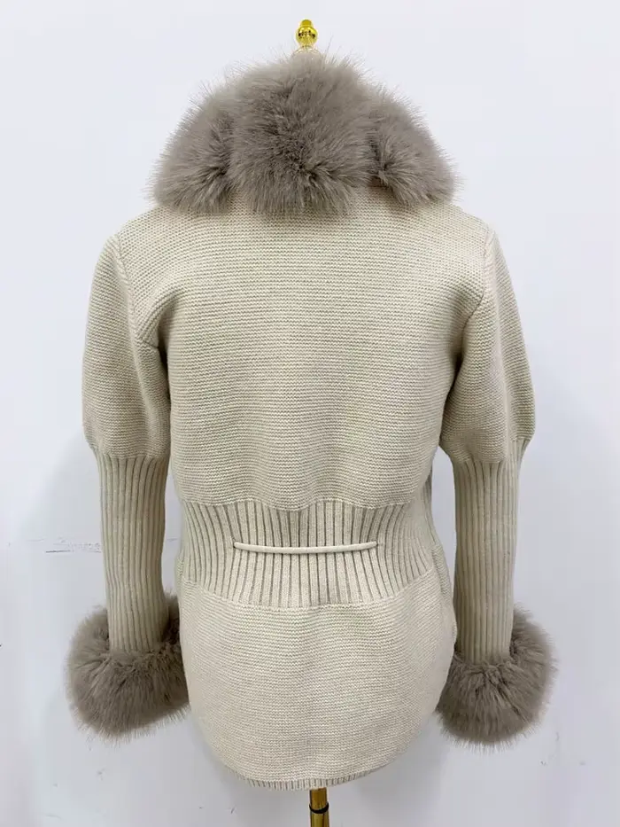 ZADORIN jeseň zima ženy umelá kožušina luxusný kabát pletený kožušinový cardigan s odnímateľným golierom biela ružová