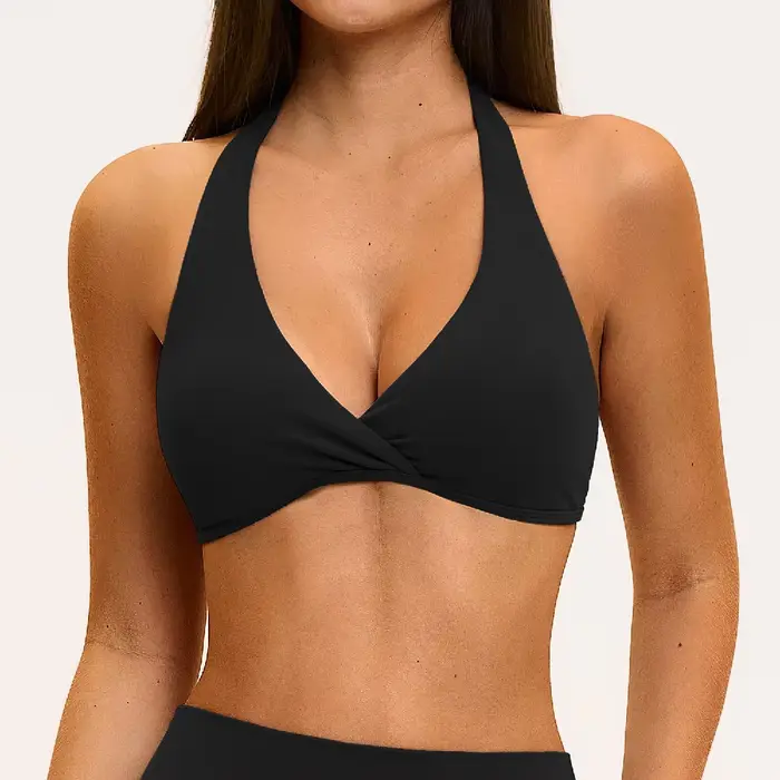 Soutien-gorge de yoga pour femme, sous-vêtements de sport pour la gym, sensation seconde peau, rembourré, hauts de fitness pour l'entraînement, sous-vêtements de sport yoga à col halter pour femme