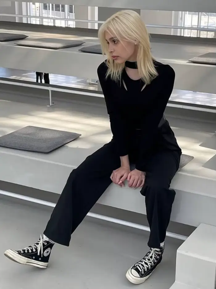 Sexy čierne body s dlhými rukávmi a výrezmi Patchwork jednodielne dámske