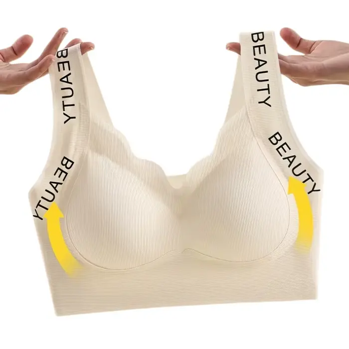 Bezdrôtová push-up podprsenka s rebrovaným vzorom pre ženy