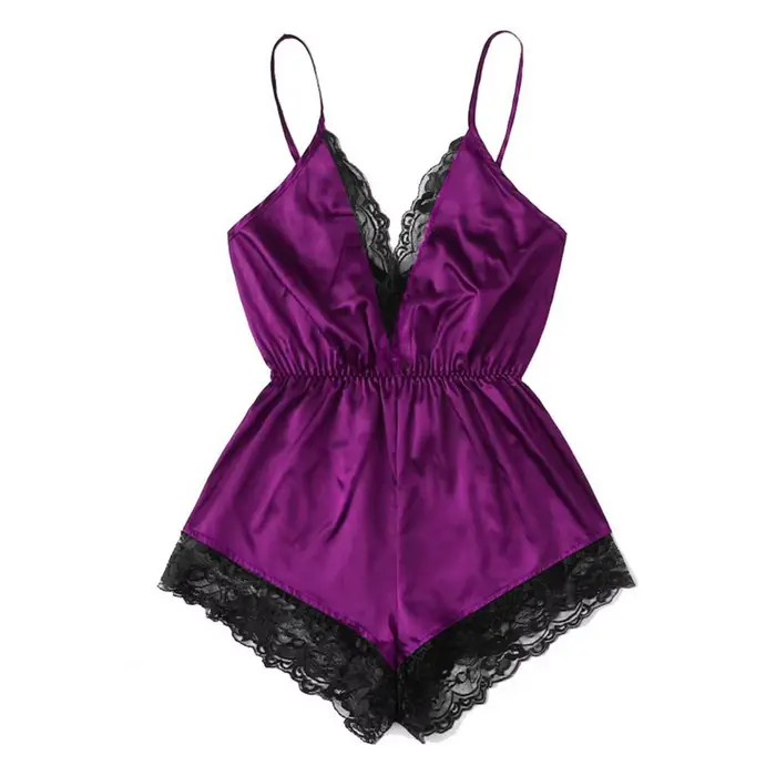 Lingerie sexy vêtements de nuit fronde soyeux vêtements de nuit confortables femmes soie Satin sans 