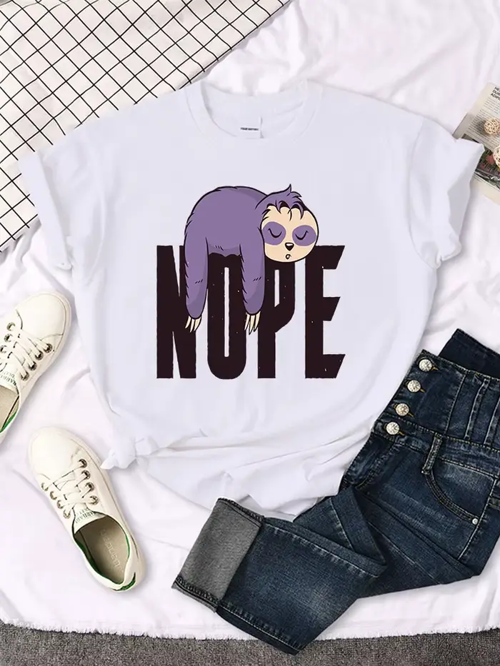 T-Shirt col rond pour femmes, vêtements de sport surdimensionnés, Slim, imprimé Animal Kawaii