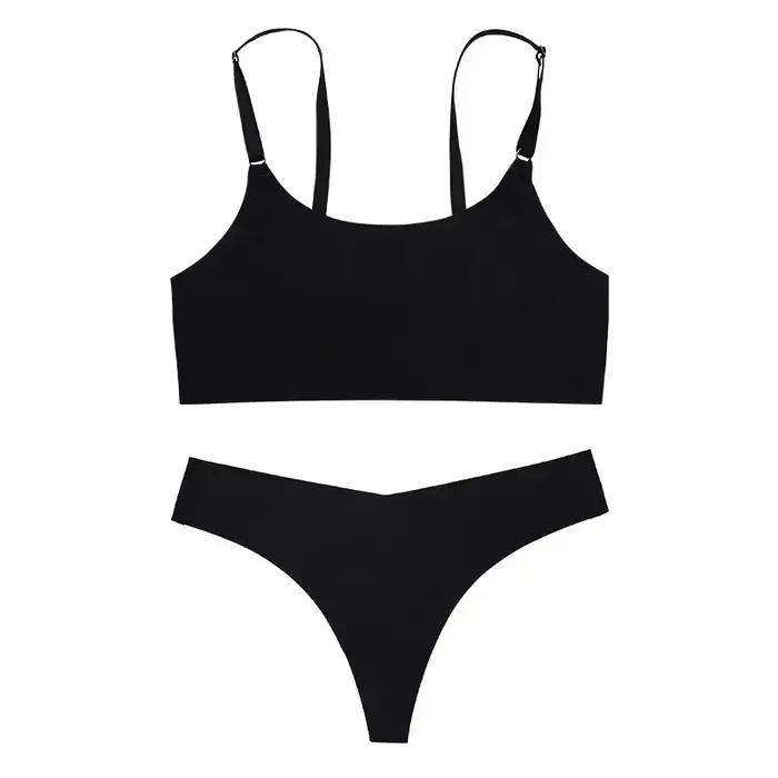 Ensemble de soutien-gorge et sous-vêtements pour femmes, gilet sans fil à bretelles Spaghetti, grand