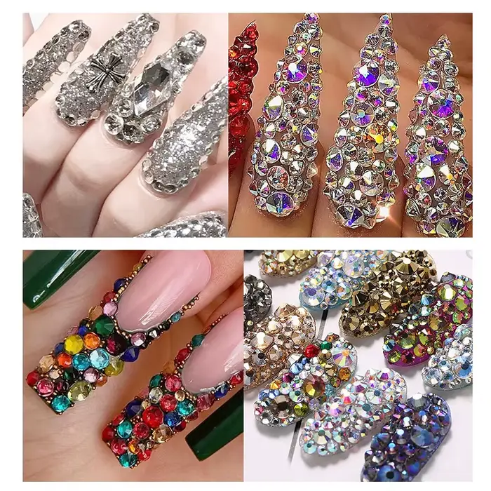 Nail art doplnky na nechty dekorácie kamienky viacveľkostné 3D kryštál