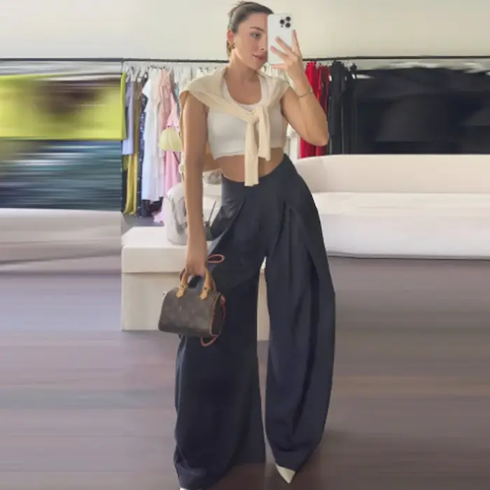 HXAO pantalon Baggy rayé pantalon femme automne 2025 élégant plissé jambe large pantalon surdimensio