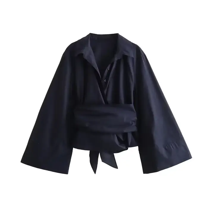Príležitostné V-Neck bavlna a polyester blúzka pre ženy Junior príležitosti jarné letné kancelárie