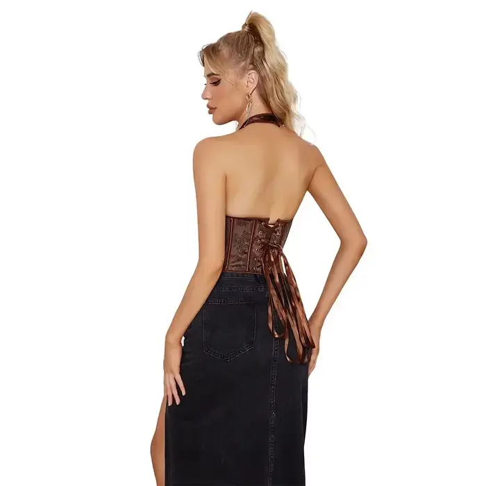 Sexy korzet s popruhom, Plus veľkosť bustier pre ženy, kvetinové výšivky, Surbust, krátke torzo, módne vinobranie spodná bielizeň