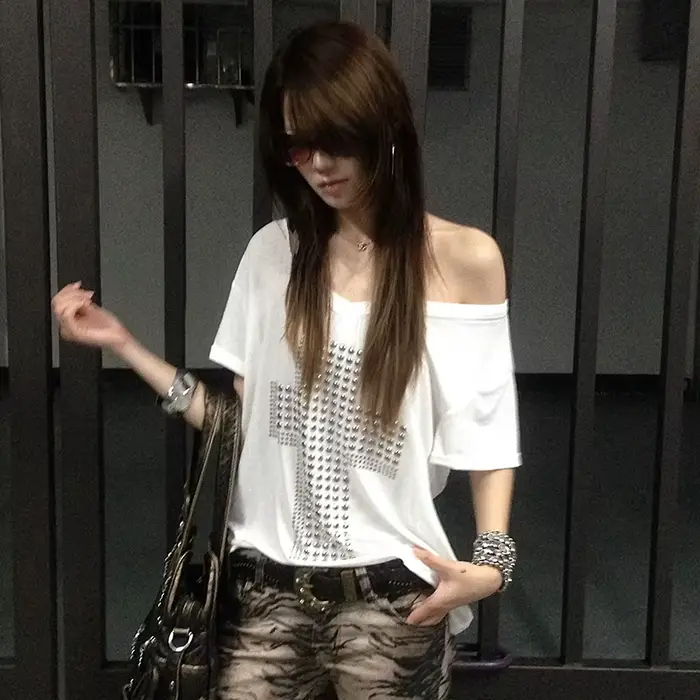 Dámske Y2K bavlnené flitrované V-Neck pletené, Vintage Harajuku štýl, špeciálne príležitosti 2000s