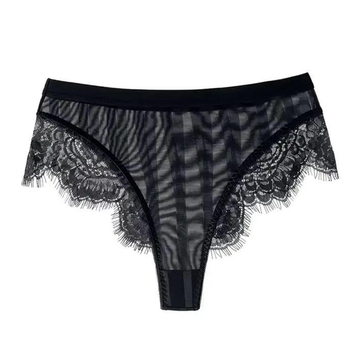 Sous-vêtements Sexy en dentelle, couture, soie glacée, string, taille haute, rouge, amusant, culotte