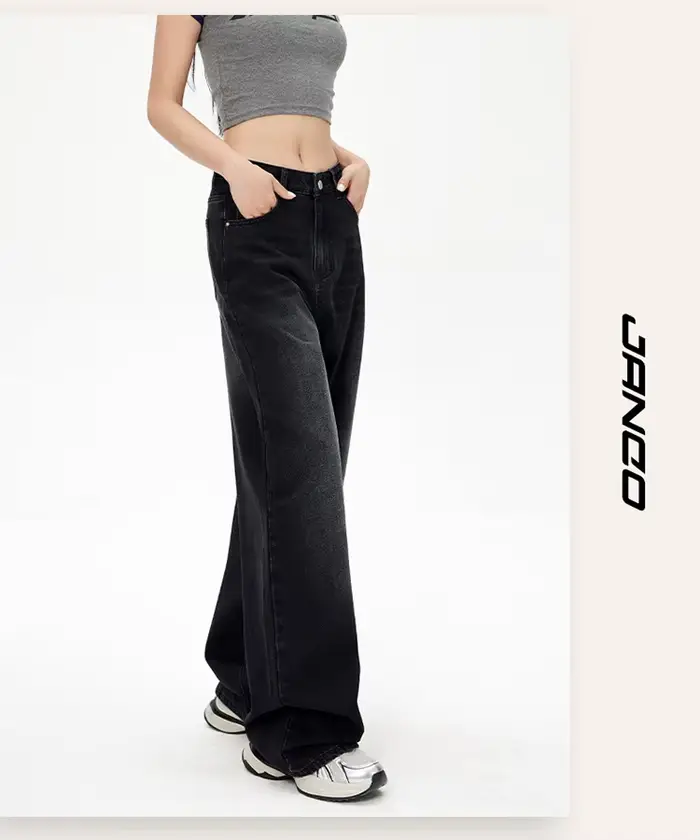Lady RetroY2K Style taille haute jean pantalon femmes mode jambe droite Denim pantalon filles chaude