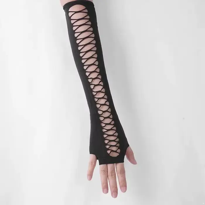 Europe USA gants en dentelle Sexy maille sans doigts étiquette amusante discothèque danse Dot Long C