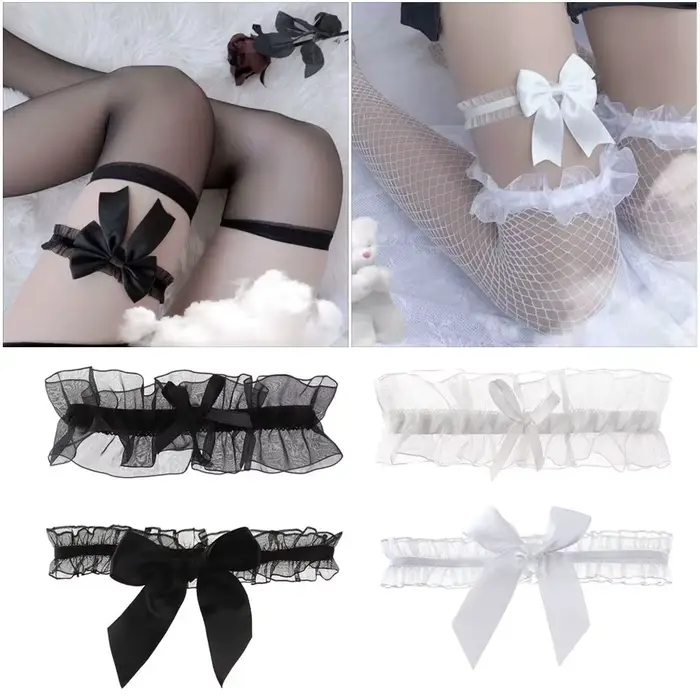 Čipka podväzkový pás s elegantným motýlik pre ženy špeciálne príležitosti svadobný ples koniec roka