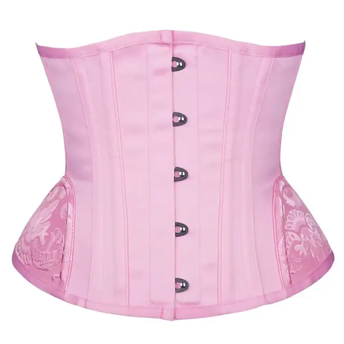 Corset rose pour femmes, bustier Vintage sous le buste, cintré à la taille désossé en acier avec our