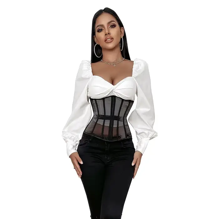 Sexy korzet z pletenej priedušnej sieťoviny polyester elastan model telo tréner veľkosť špeciálne príležitosti romantické spoločenské
