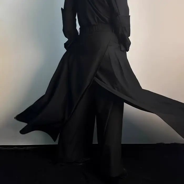 Jupe-culotte gothique superposée à la japonaise double couche pour hommes pantalon longueur cheville plissé jambes larges style décontracté occassions spéciales